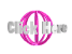 Rotating "Click Here" with Violet Spinning Open Sphere