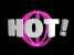 Rotating "Hot!" with Violet Spinning Open Sphere