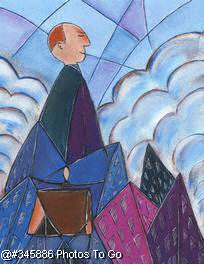 Businessman w/ buildings