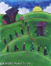 Businesspeople walking from office