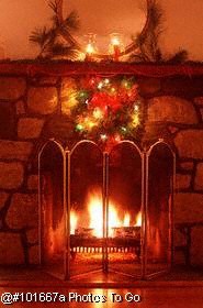 Fireplace decorated for Christmas
