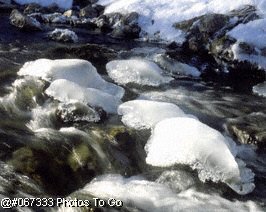 Rushing stream with snow & ice