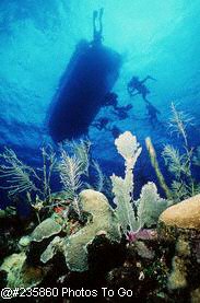 Reef, divers & boat