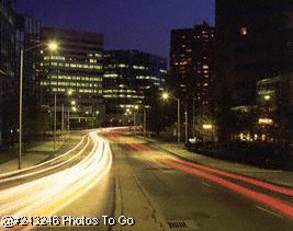 Route 1 into Stamford, CT at night